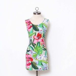 Vintage 80s 90 s dress / tropical dress mini dress